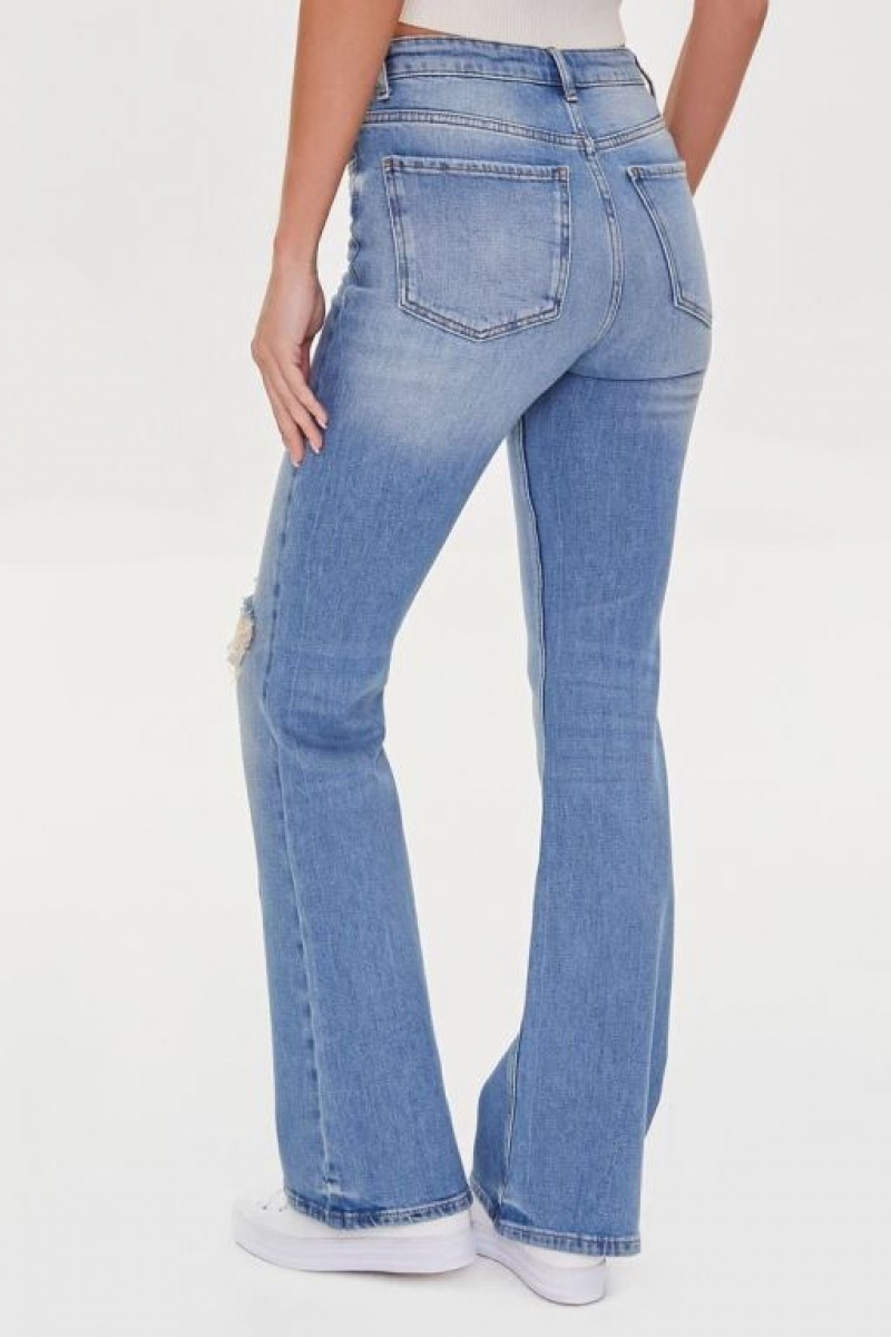 Jeans Forever 21 Hemp Distressed Flare Mujer Azules Claro | urb7dKL50HZ