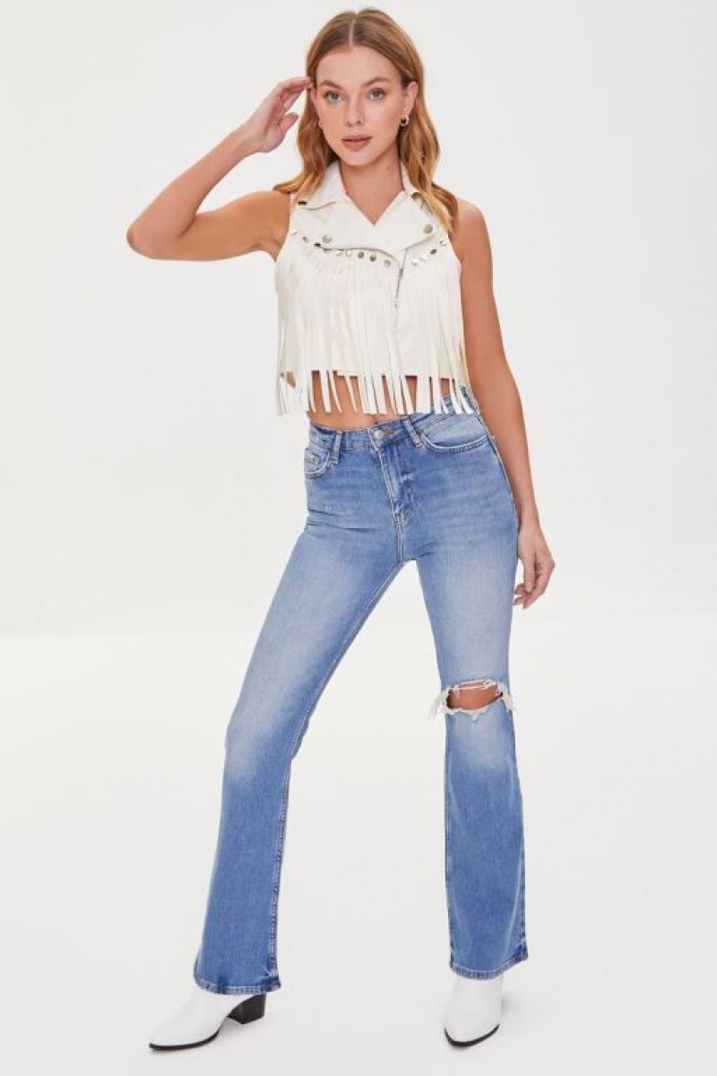 Jeans Forever 21 Hemp Distressed Flare Mujer Azules | OuZ8PwNVOSK