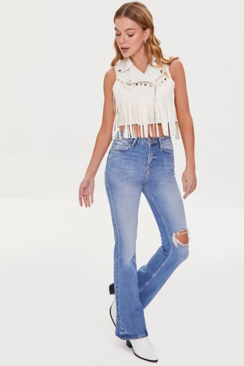 Jeans Forever 21 Hemp Distressed Flare Mujer Azules | OuZ8PwNVOSK