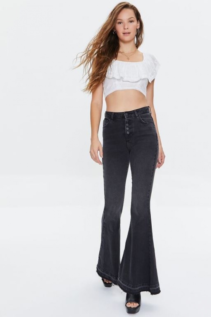 Jeans Forever 21 High Rise Flare Mujer Negras | 9Evr9Herd7V