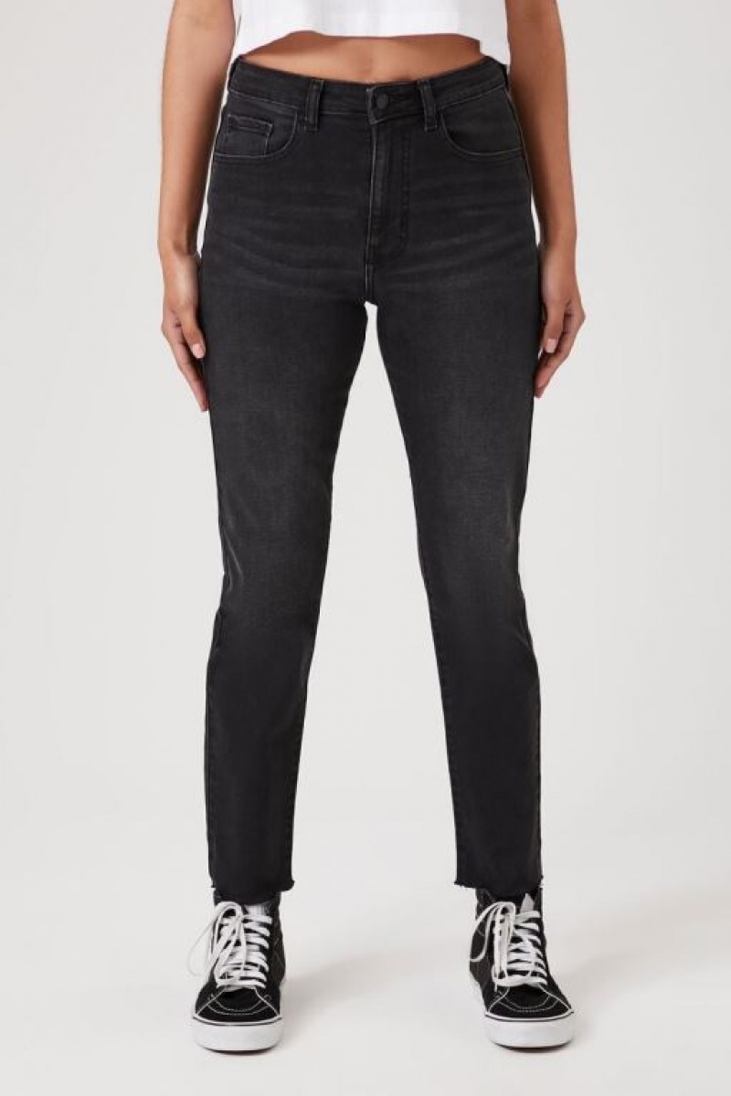 Jeans Forever 21 High Rise Mom Flaco Mujer Negras | aD0sQWLnyVu