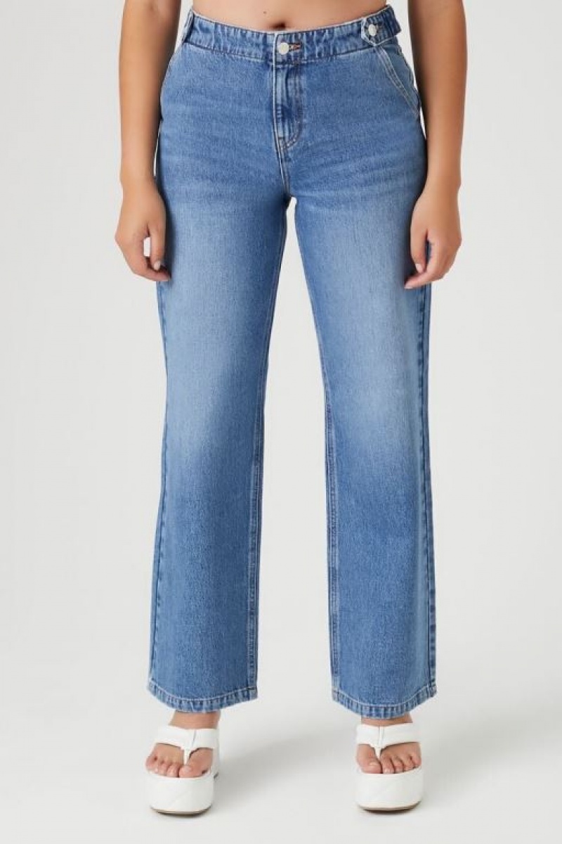 Jeans Forever 21 High Rise Wide Leg Mujer Azules | 8mPVewoIUNl