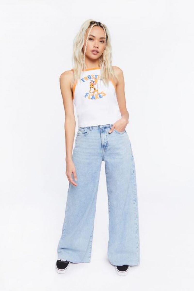 Jeans Forever 21 High Rise Wide Leg Mujer Azules Claro | fmr7lUiebR9