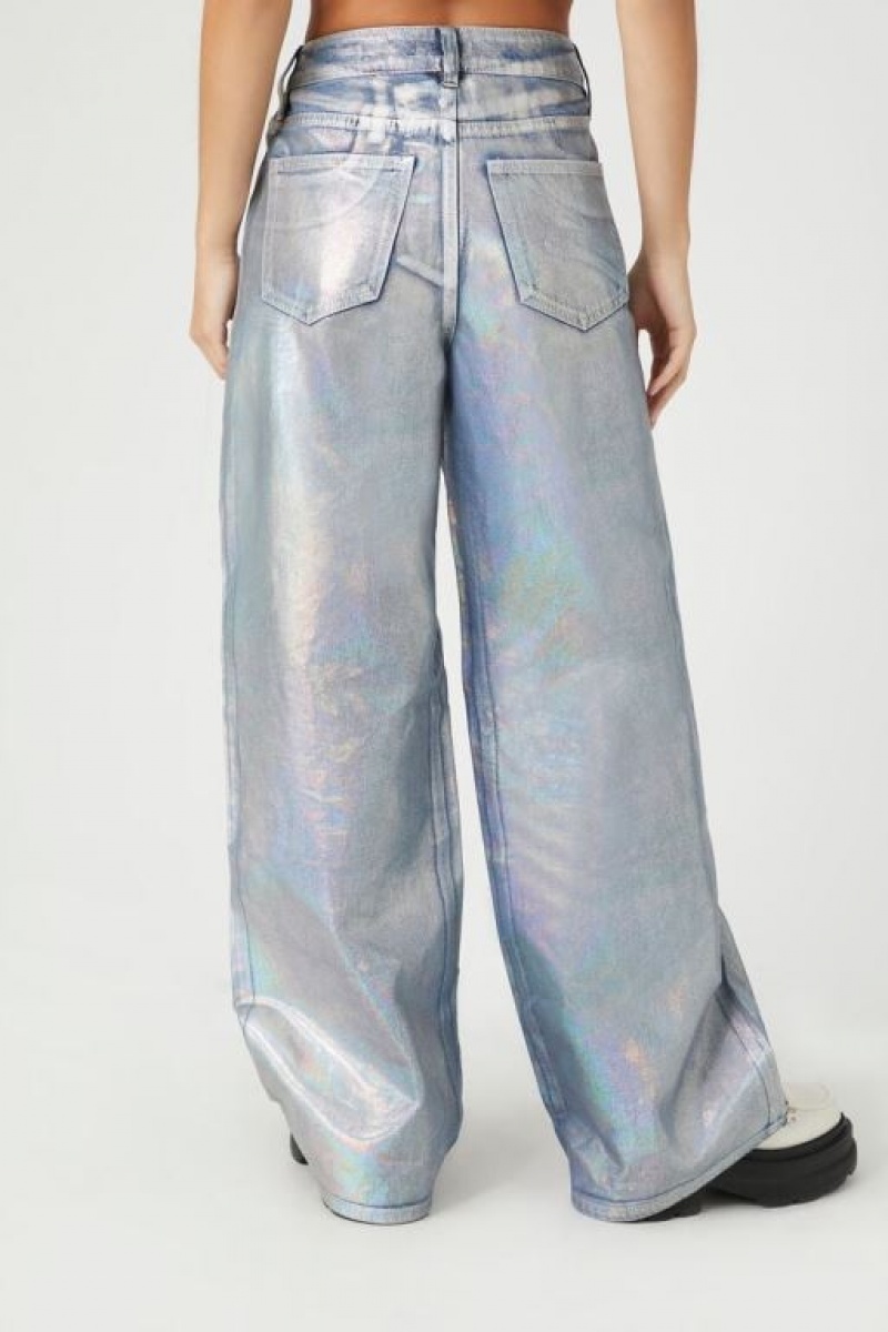 Jeans Forever 21 Iridescent Wide Leg Mujer Azules Multicolor | VgfmRqRWSyH