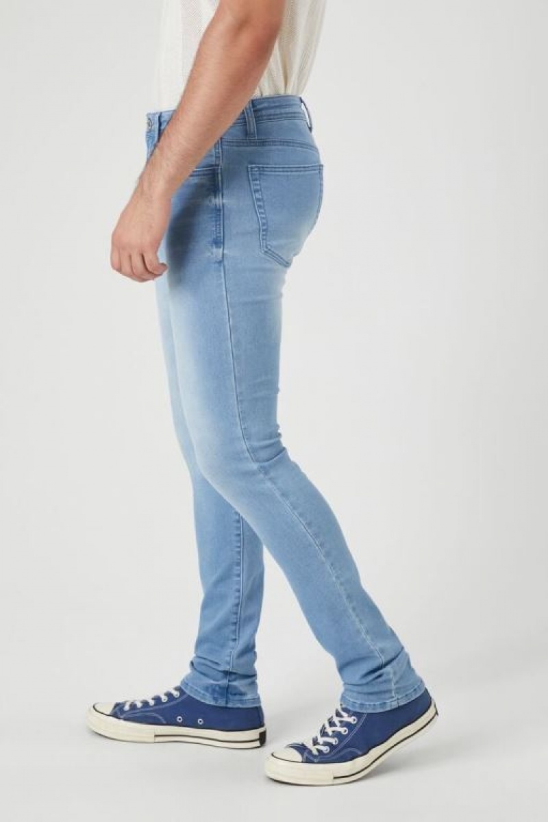 Jeans Forever 21 Knit Stretch Denim Flaco Hombre Azules Claro | euGxdy2JlfM