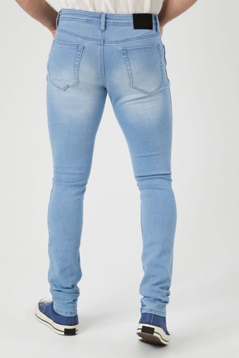 Jeans Forever 21 Knit Stretch Denim Flaco Hombre Azules Claro | euGxdy2JlfM