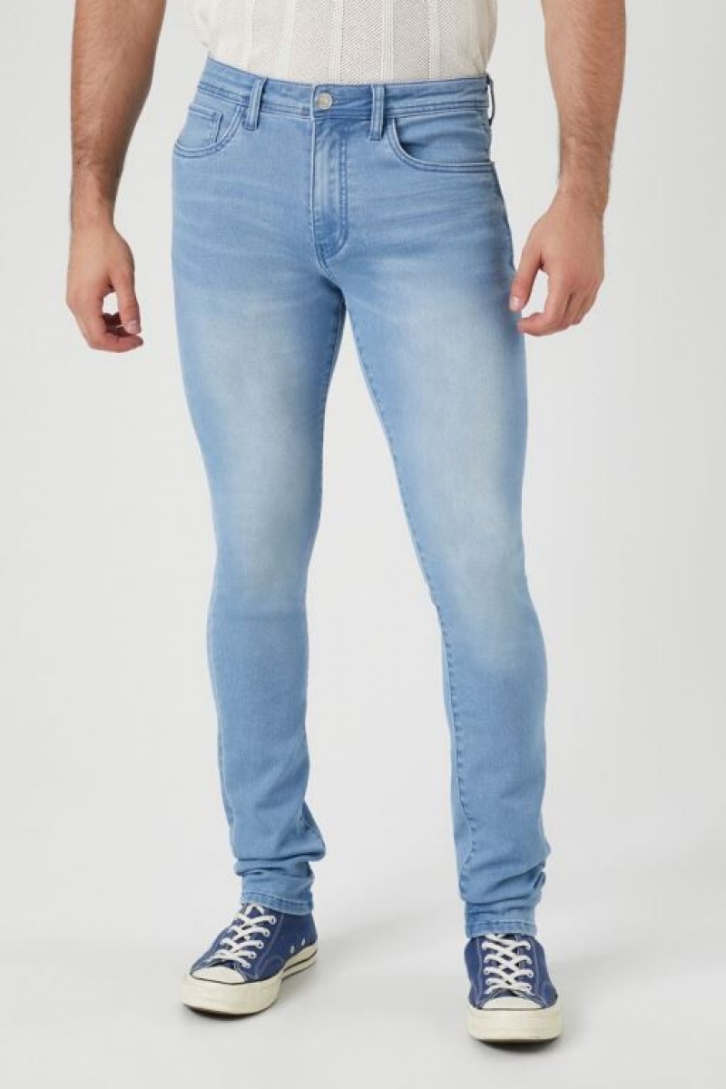 Jeans Forever 21 Knit Stretch Denim Flaco Hombre Azules Claro | euGxdy2JlfM