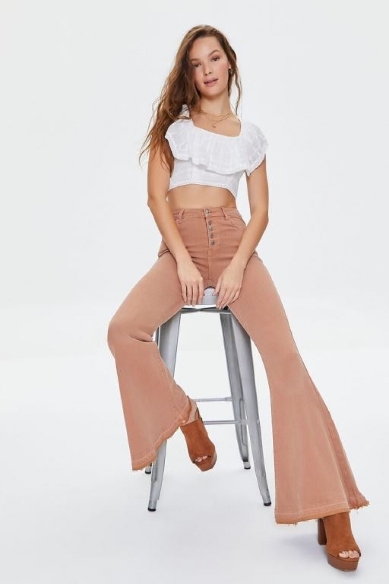 Jeans Forever 21 Long High Rise Flare Mujer Cappuccino | amjnVfumTIi