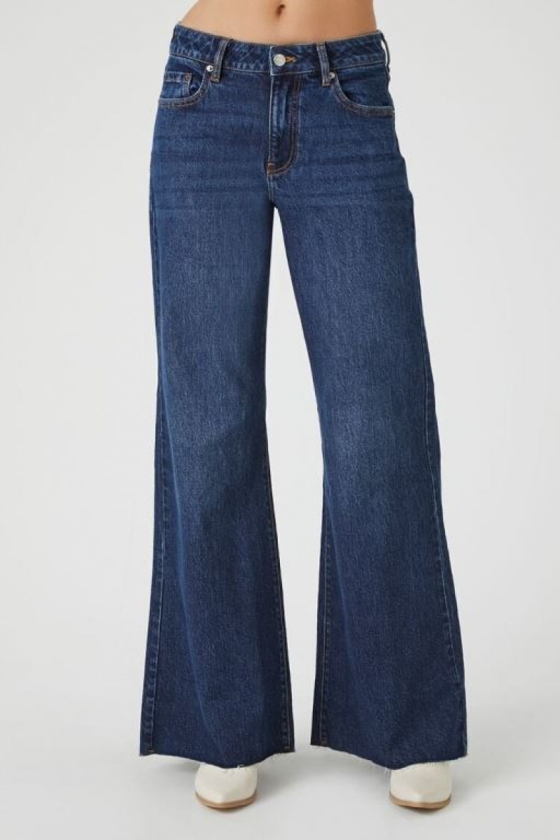 Jeans Forever 21 Loose Fit Wide Leg Mujer Azules Oscuro | t56N1wgm7cS