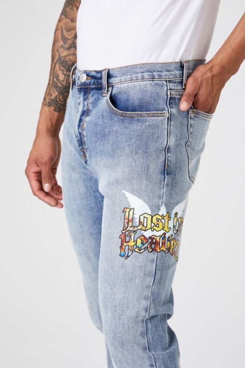 Jeans Forever 21 Lost In Heaven Estampadas Slim Hombre Azules Multicolor | i1ZuI9iM9gp