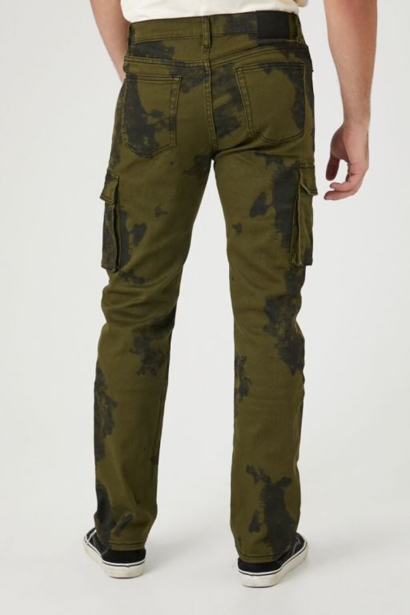 Jeans Forever 21 Marble Print Cargo Hombre Verde Oliva Negras | nwLVt9Wa1WS