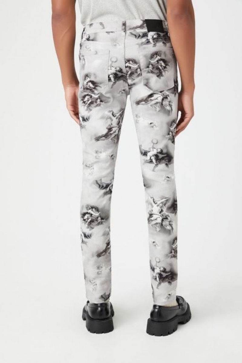 Jeans Forever 21 Marble Print Flaco Hombre Gris Multicolor | pjOXbMaTiV5