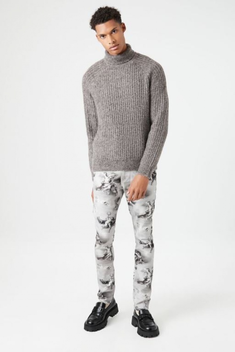 Jeans Forever 21 Marble Print Flaco Hombre Gris Multicolor | pjOXbMaTiV5