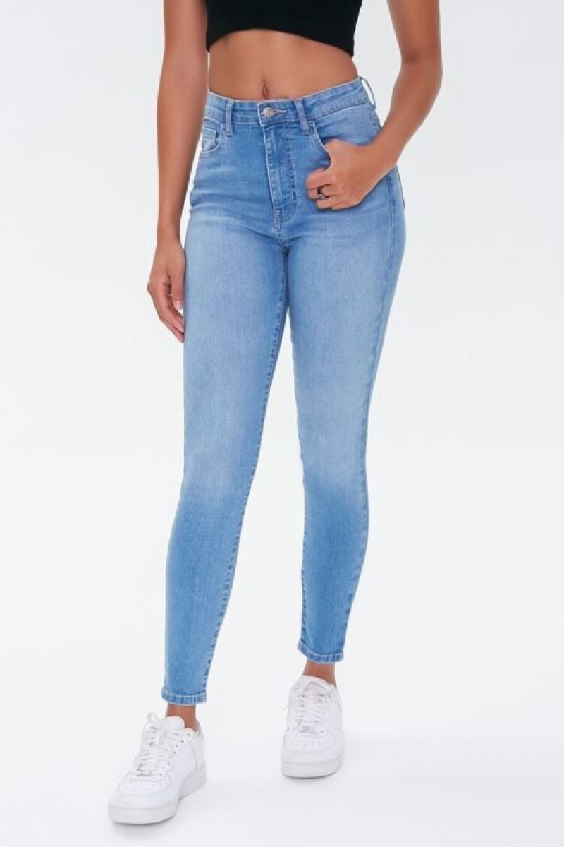 Jeans Forever 21 Mid Rise Flaco Mujer Azules | aOSKHkHIY63