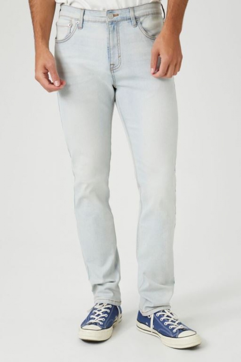 Jeans Forever 21 Mid Rise Slim Fit Hombre Azules Claro | DjWC6Dzaxvm