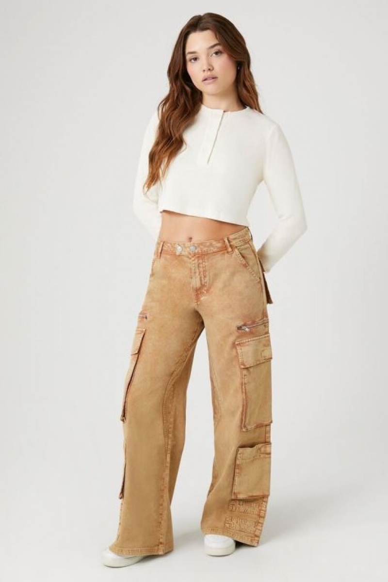 Jeans Forever 21 Mineral Wash Cargo Mujer Marrones Multicolor | 0CrQr18ZzxW