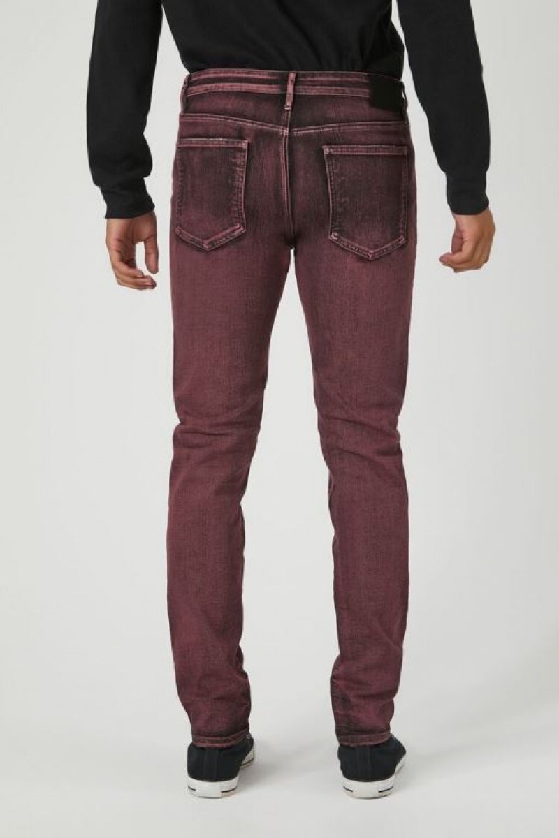 Jeans Forever 21 Mineral Wash Flaco Hombre Burdeos | giAexPZidug