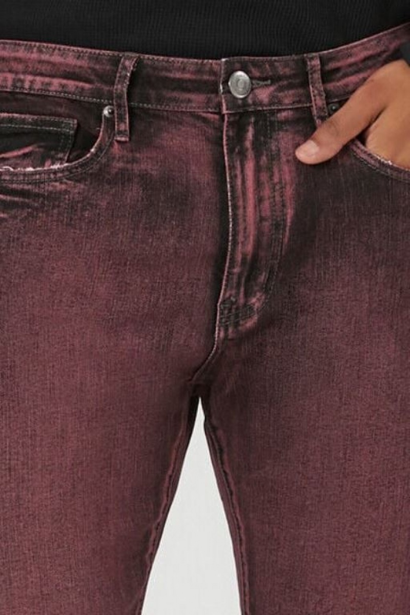 Jeans Forever 21 Mineral Wash Flaco Hombre Burdeos | giAexPZidug