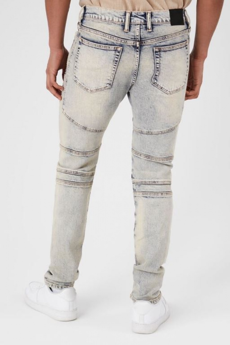 Jeans Forever 21 Moto Flaco Hombre Azules Claro | 39NfXM8nYu5