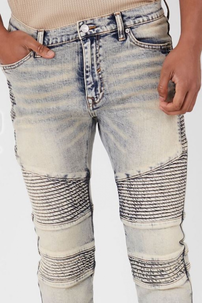 Jeans Forever 21 Moto Flaco Hombre Azules Claro | 39NfXM8nYu5