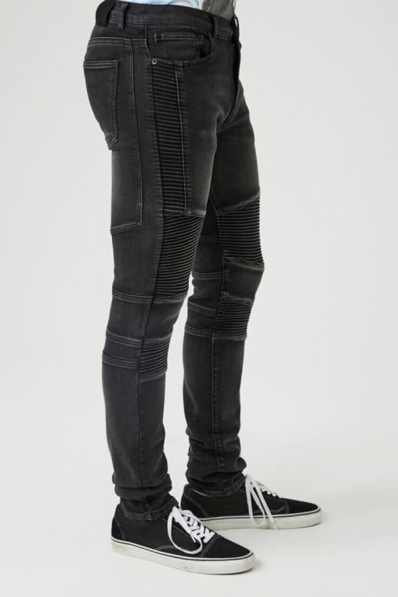 Jeans Forever 21 Moto Flaco Hombre Negras | 3aiAQjKxkEl