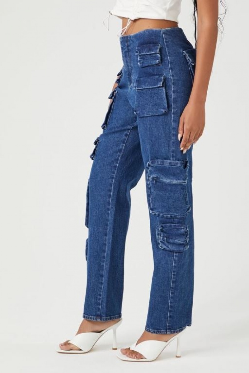 Jeans Forever 21 Multi Pocket Cargo Mujer Azules | XvXlah2lqQT