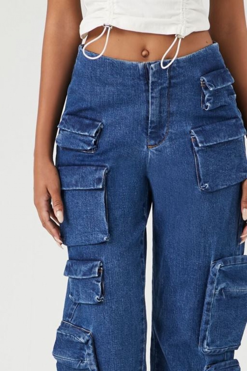 Jeans Forever 21 Multi Pocket Cargo Mujer Azules | XvXlah2lqQT