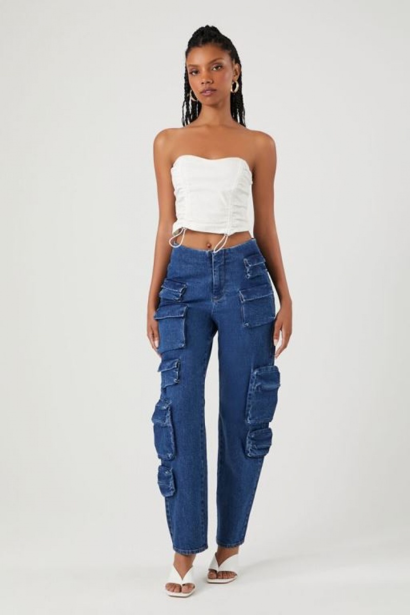 Jeans Forever 21 Multi Pocket Cargo Mujer Azules | XvXlah2lqQT