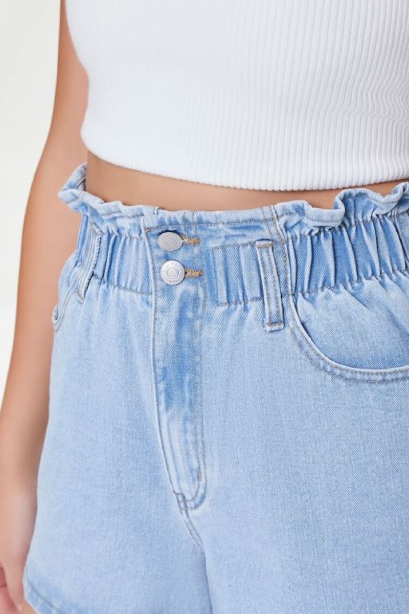 Jeans Forever 21 Paperbag Denim Mujer Azules Claro | XNwjzIASMbi