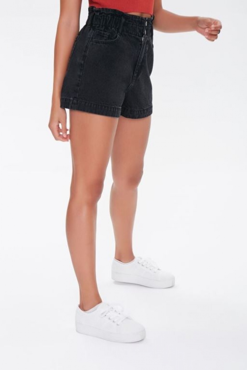 Jeans Forever 21 Paperbag Denim Mujer Negras | vWmy0TsvoS1