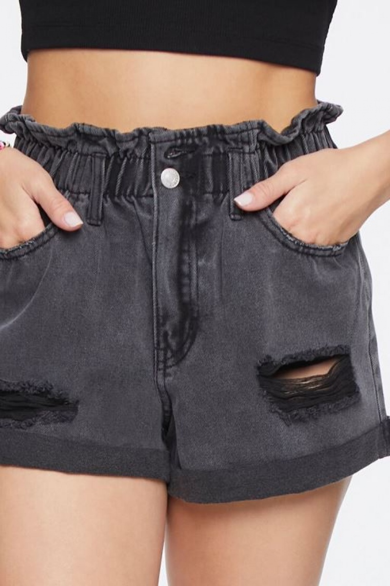 Jeans Forever 21 Paperbag High Rise Denim Mujer Negras | 565xsfTUwhY