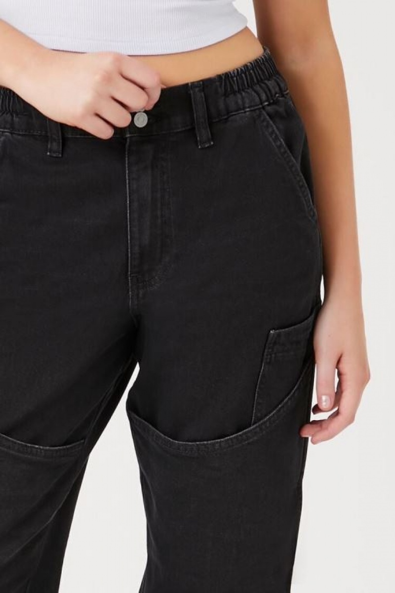 Jeans Forever 21 Pocket High Rise Denim Joggers Mujer Negras | UYLEpauz9gu