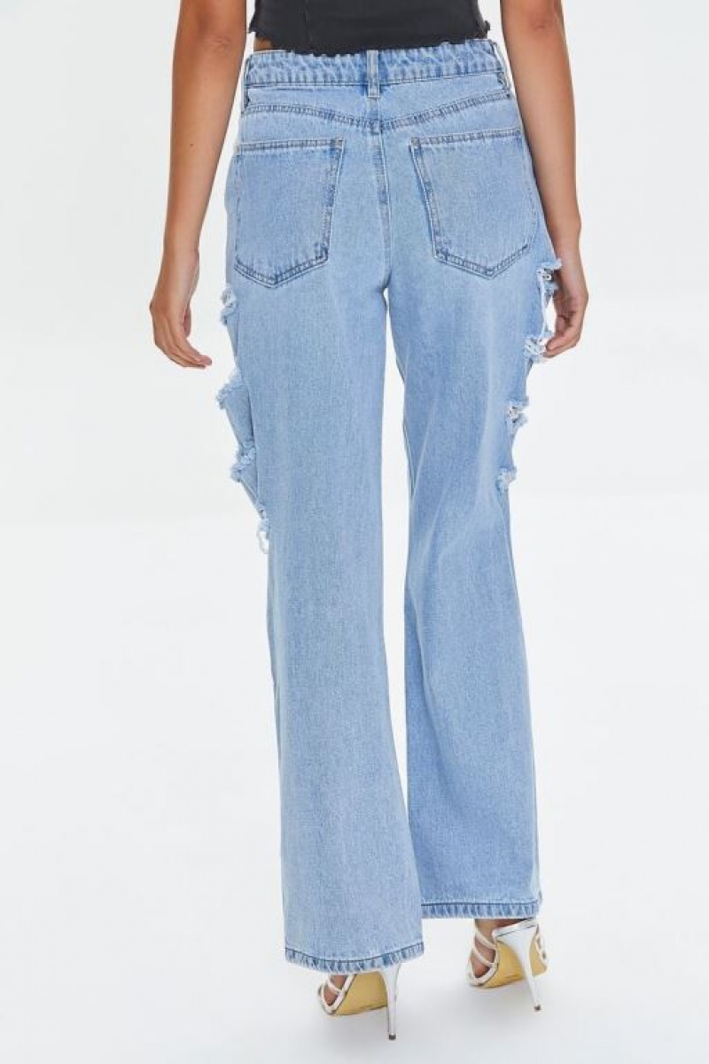 Jeans Forever 21 Premium Distressed S Fit Mujer Azules Claro | J5KtsOEZtAe