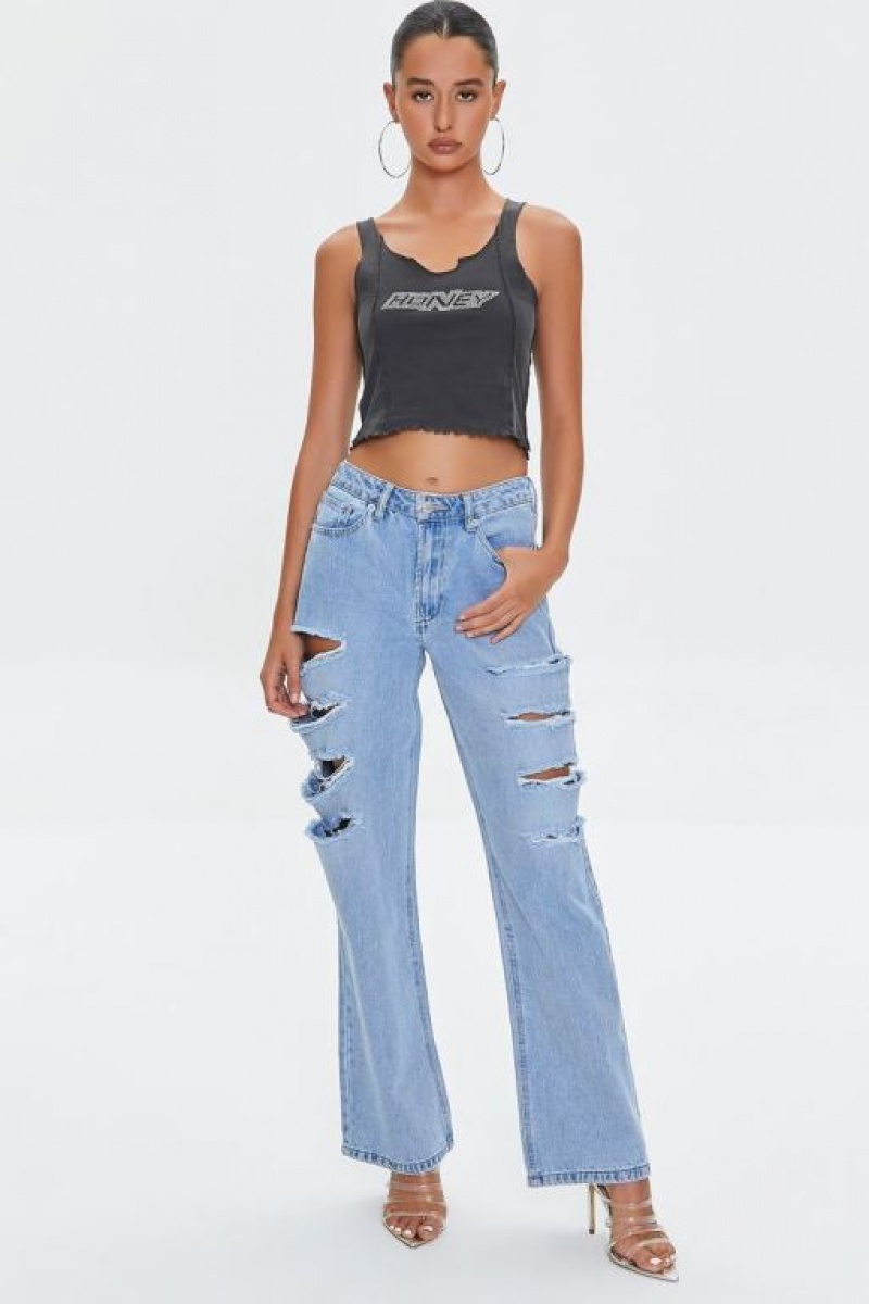 Jeans Forever 21 Premium Distressed S Fit Mujer Azules Claro | J5KtsOEZtAe