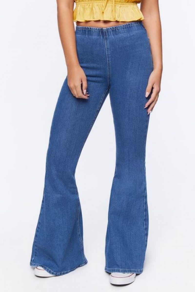 Jeans Forever 21 Premium Flare Mujer Azules | hCQ4lSKJ3x2