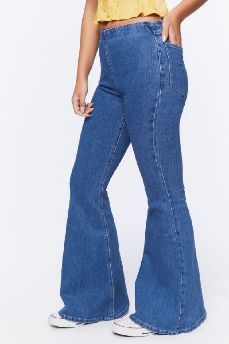 Jeans Forever 21 Premium Flare Mujer Azules | hCQ4lSKJ3x2