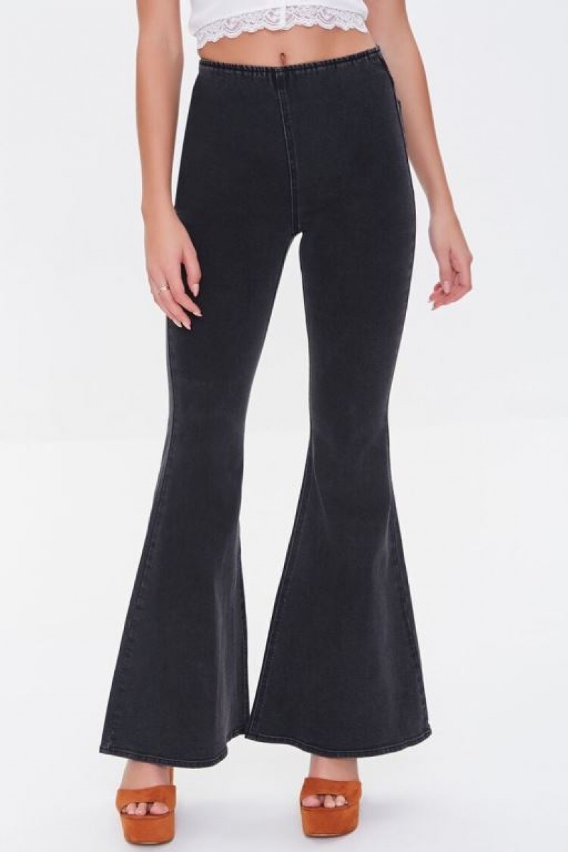 Jeans Forever 21 Premium Flare Mujer Negras | fVj7jAD0GVM