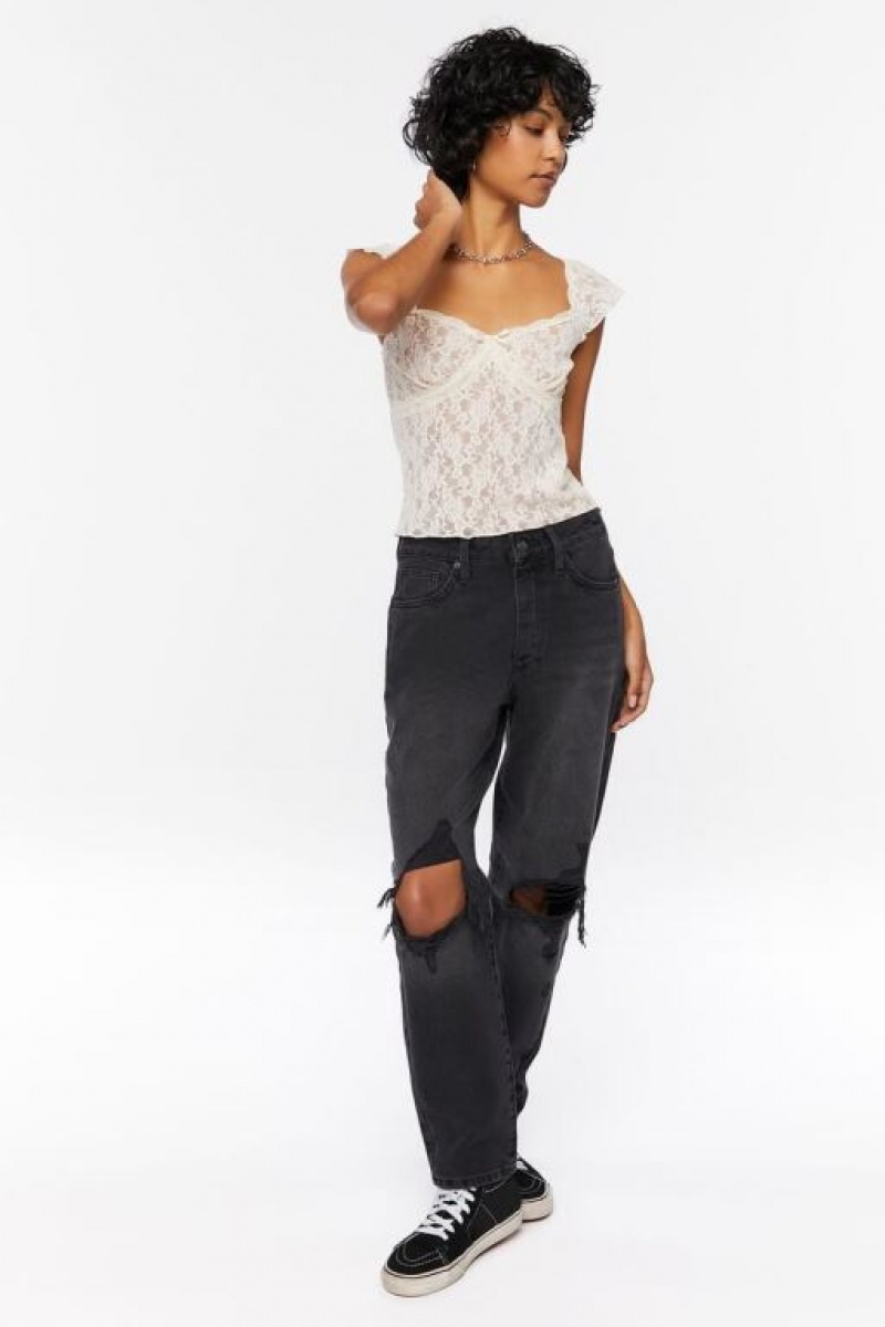 Jeans Forever 21 Recycled Cotton Distressed Mujer Negras | aPFPXrYxK3u