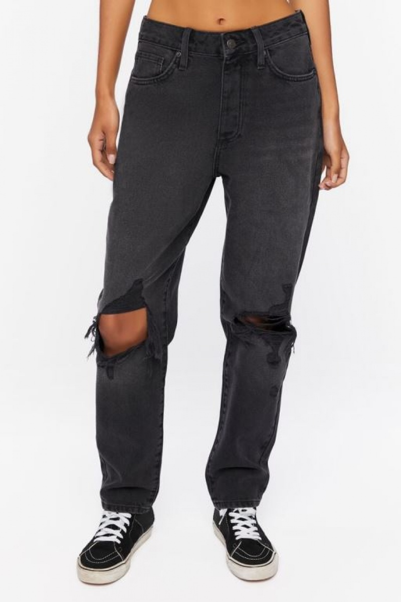 Jeans Forever 21 Recycled Cotton Distressed Mujer Negras | aPFPXrYxK3u