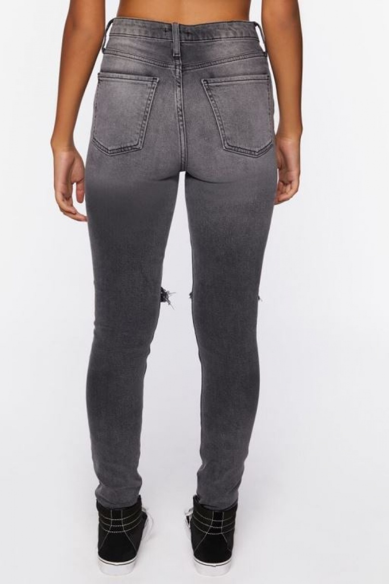 Jeans Forever 21 Recycled Cotton Distressed Flaco Mujer Negras | AaoinbDAr25