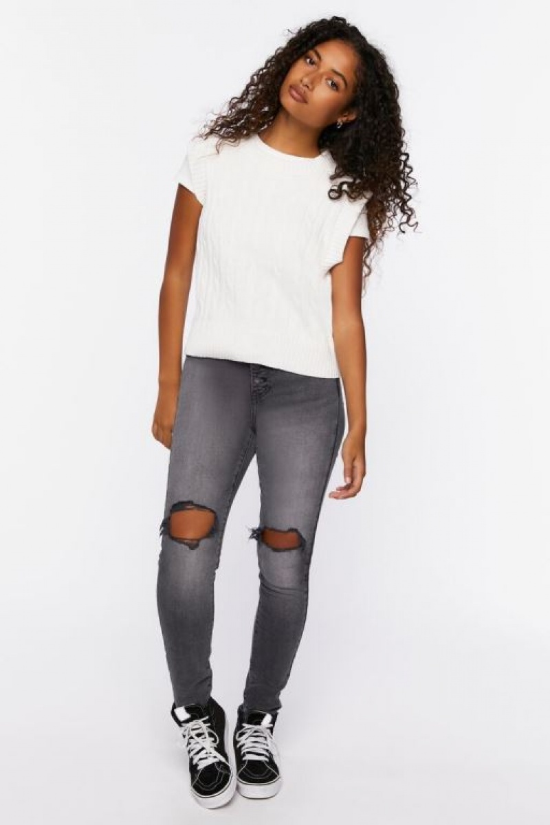 Jeans Forever 21 Recycled Cotton Distressed Flaco Mujer Negras | AaoinbDAr25