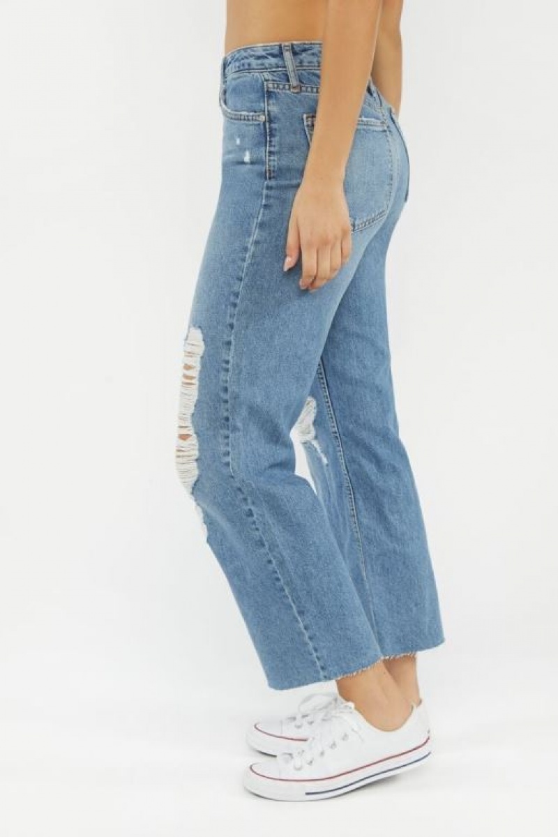 Jeans Forever 21 Recycled Cotton Distressed Mid Rise Gy Mujer Azules | JaMse8BQkKc