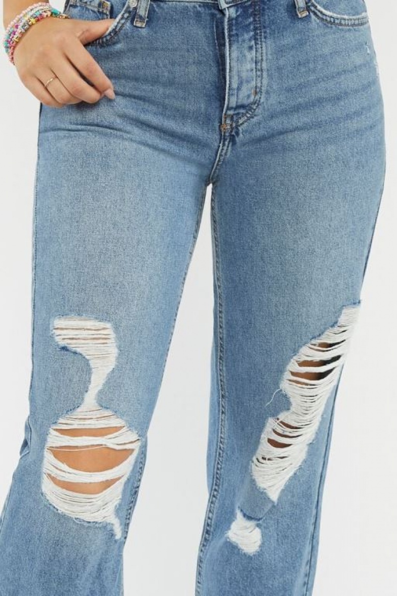 Jeans Forever 21 Recycled Cotton Distressed Mid Rise Gy Mujer Azules | JaMse8BQkKc