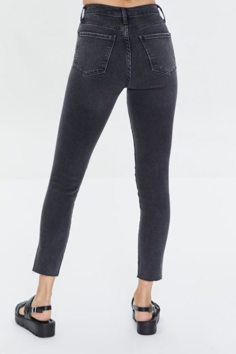 Jeans Forever 21 Recycled Cotton Distressed Flaco Mujer Negras | UUtjfCQpdL3