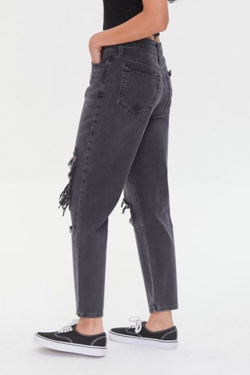 Jeans Forever 21 Recycled Cotton Distressed Mom Mujer Negras | z7vi0VEREeB