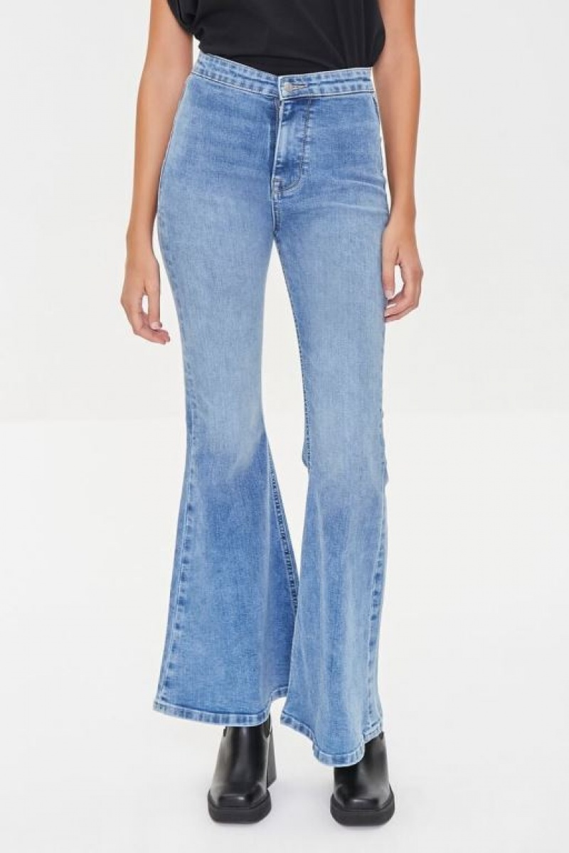 Jeans Forever 21 Recycled Cotton Faded Flare Mujer Azules | PulJyMA95TQ