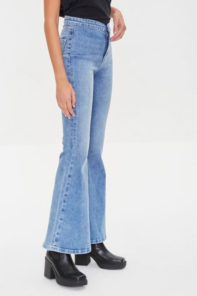 Jeans Forever 21 Recycled Cotton Faded Flare Mujer Azules | PulJyMA95TQ