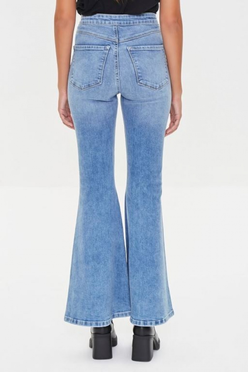 Jeans Forever 21 Recycled Cotton Faded Flare Mujer Azules | PulJyMA95TQ