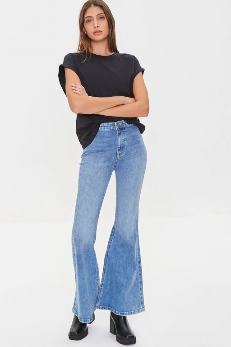 Jeans Forever 21 Recycled Cotton Faded Flare Mujer Azules | PulJyMA95TQ