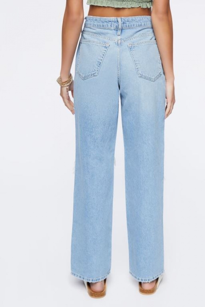 Jeans Forever 21 Recycled Cotton High Rise Directo Mujer Azules | 926pVRu790K